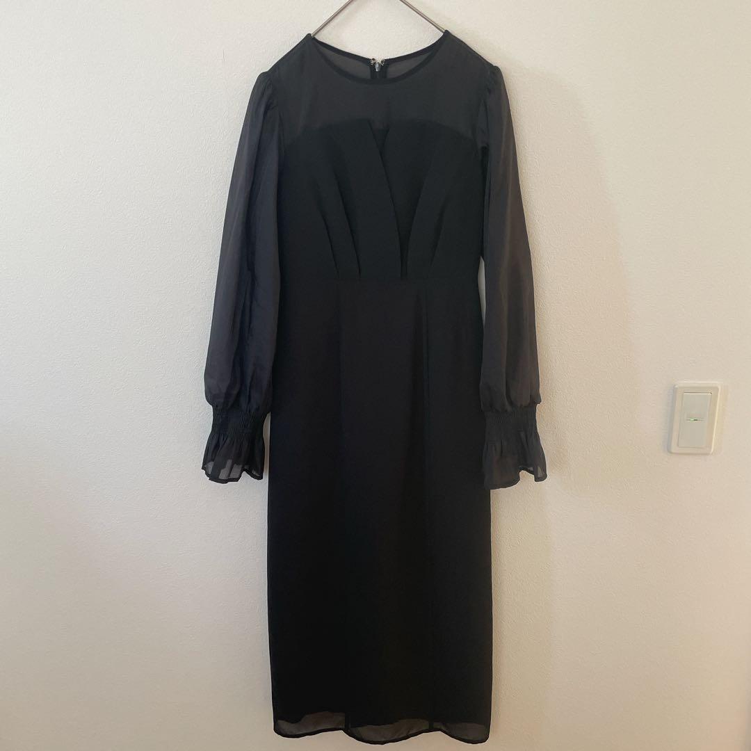 nianaビスチェ風　ボリュームスリーブシフォンドレス　結婚式　お呼ばれ