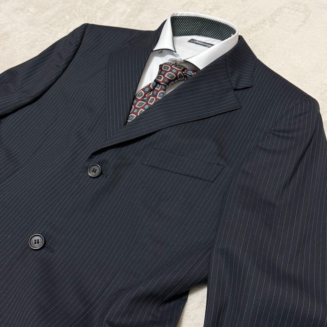 美品　グッチ　スーツセットアップ　ストライプ　黒　M位