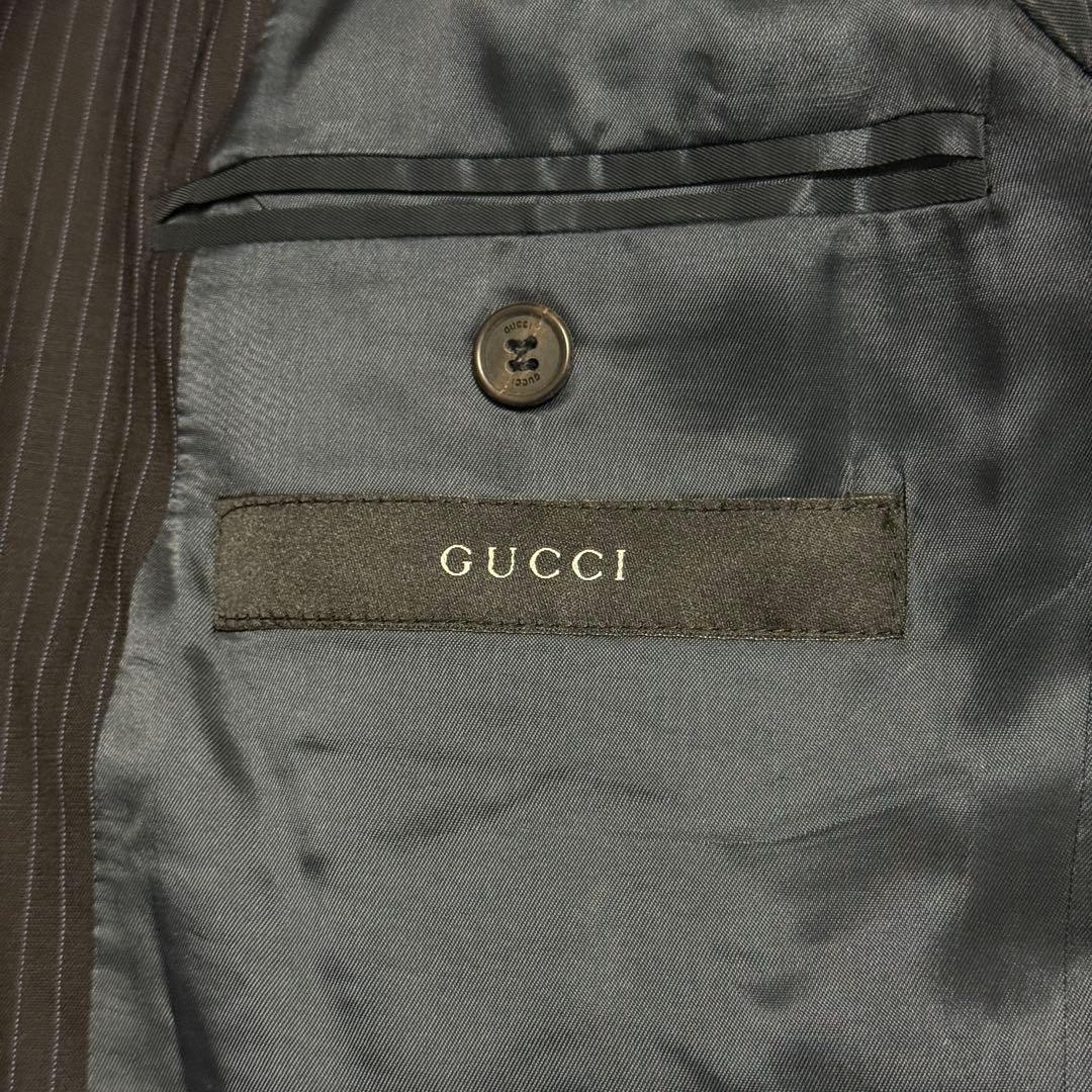 美品　グッチ　スーツセットアップ　ストライプ　黒　M位