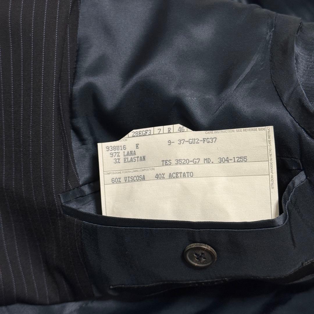 美品　グッチ　スーツセットアップ　ストライプ　黒　M位