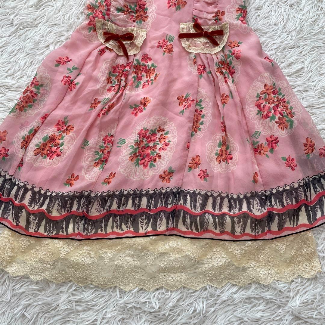 ANNASUI 姫ギャル　リボン　フリル　高級シルク100% ワンピース　y2k