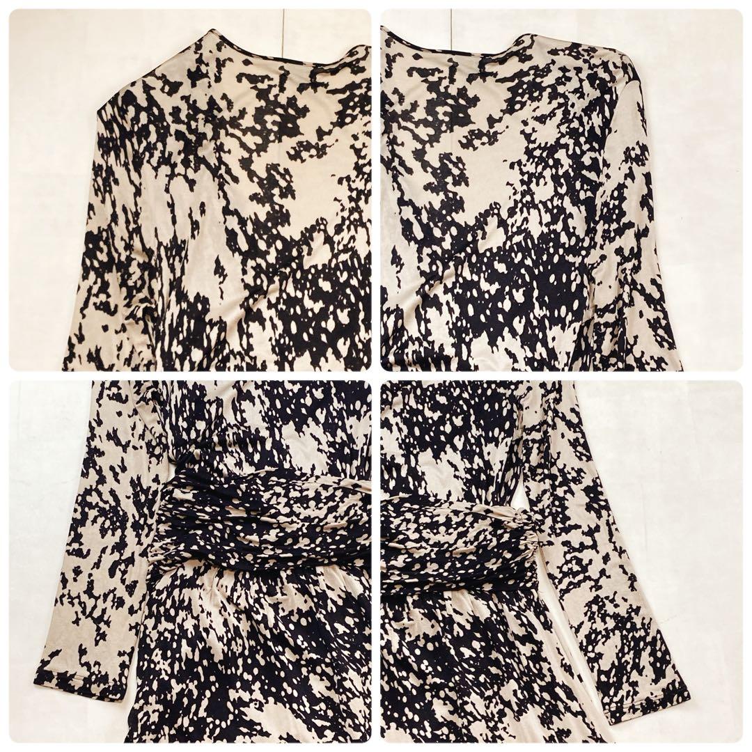 美品 マックスマーラ 白タグ カシュクール マキシ丈ワンピース 総柄