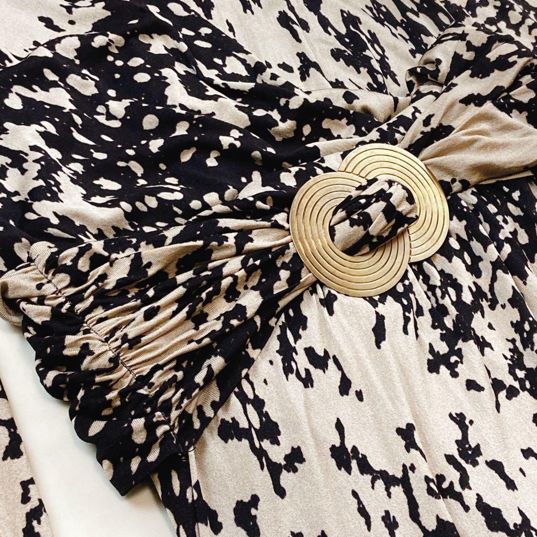 美品 マックスマーラ 白タグ カシュクール マキシ丈ワンピース 総柄