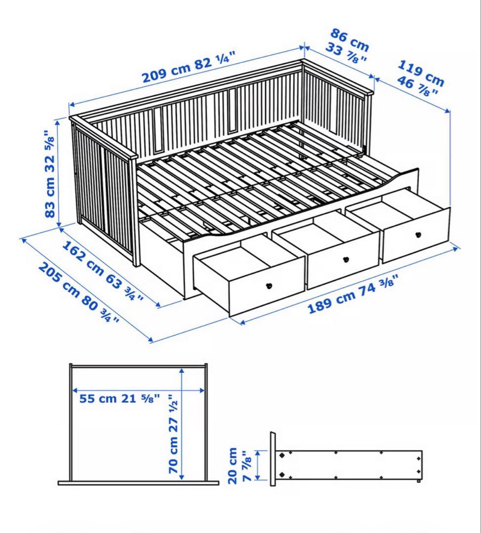 【美品】IKEA HEMNES ベッドフレーム+マットレス※引取は東大阪市