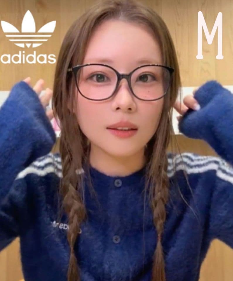 超希少★完売品 adidas フラッフィーニットカーディガン M 紺白 りなてぃ