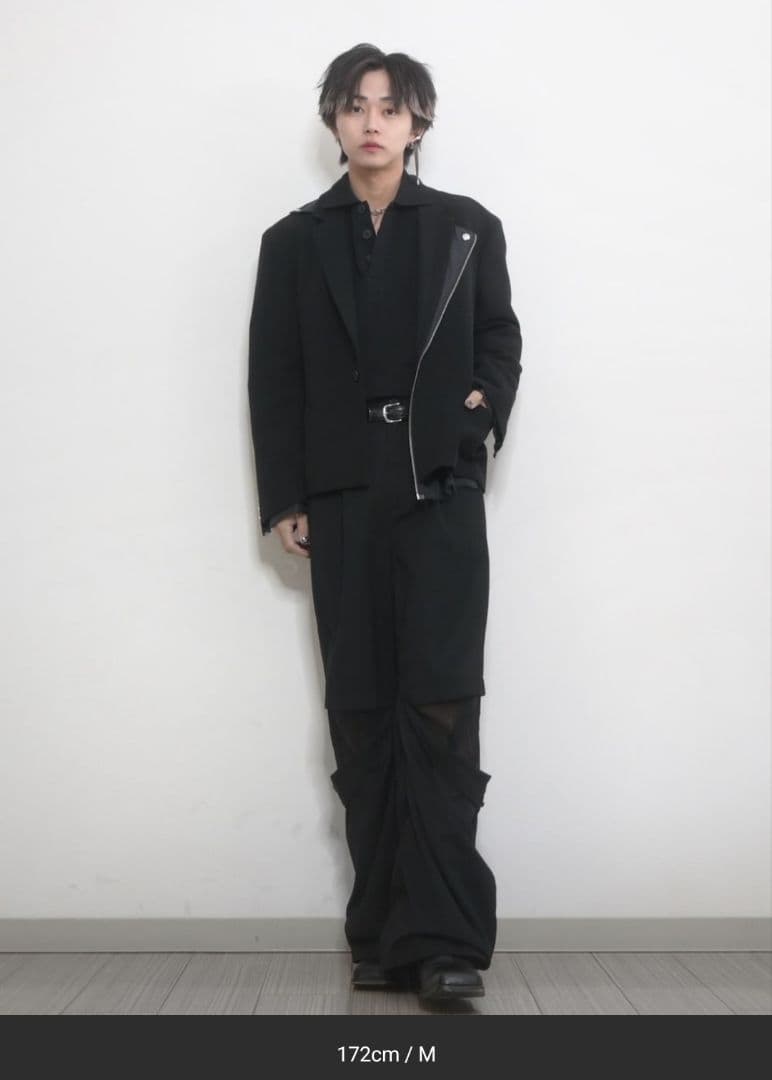 【GRANCY】チュール レイヤードデザイン スラックス　M　ブラック