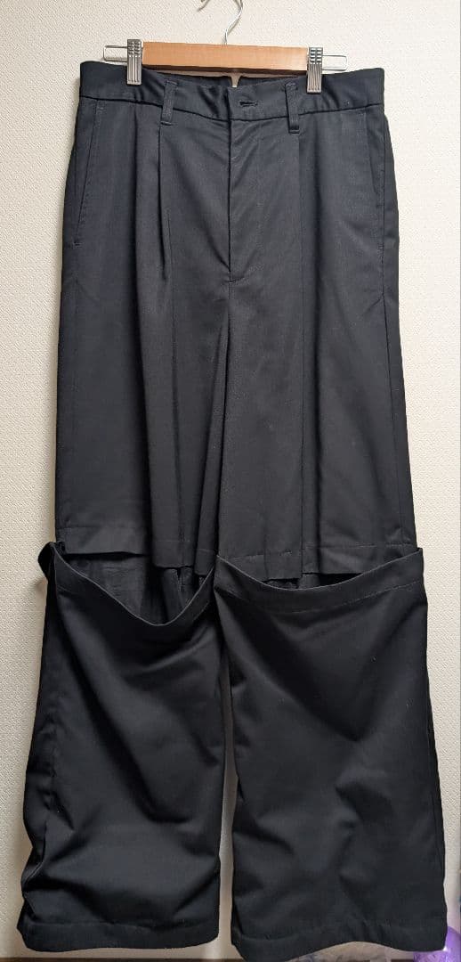 【GRANCY】チュール レイヤードデザイン スラックス　M　ブラック