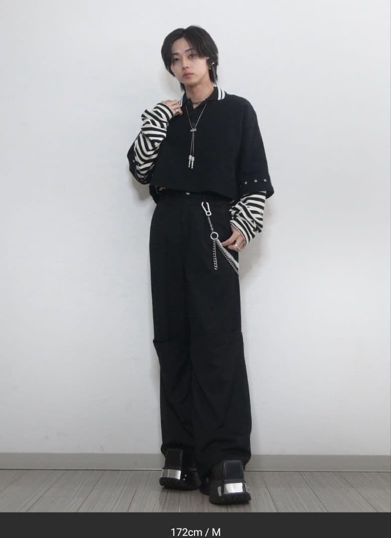 【GRANCY】チュール レイヤードデザイン スラックス　M　ブラック