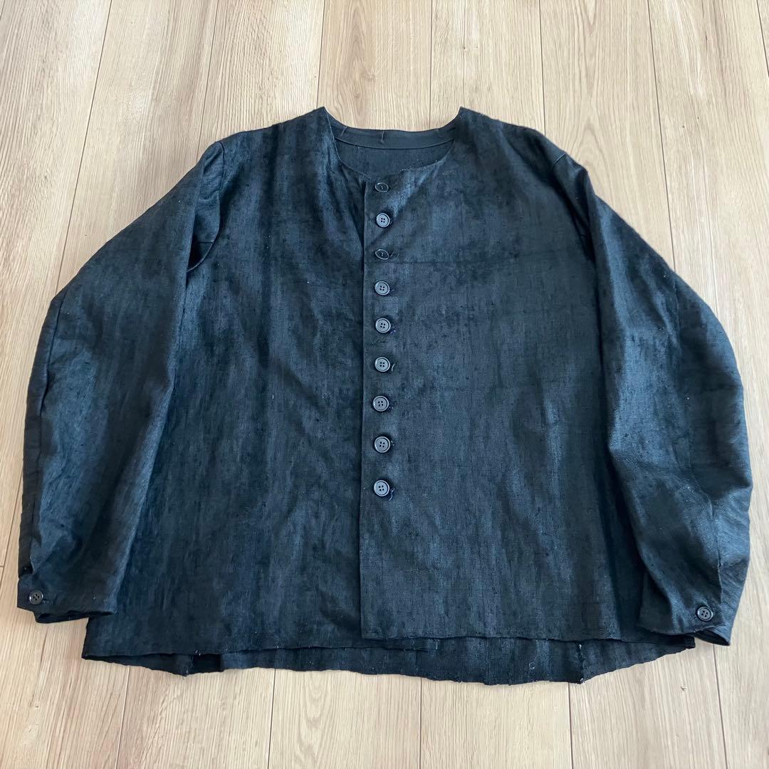 〜10s オランダ　インディゴリネン　ジャケット　ヴィンテージ　ヨーロッパ