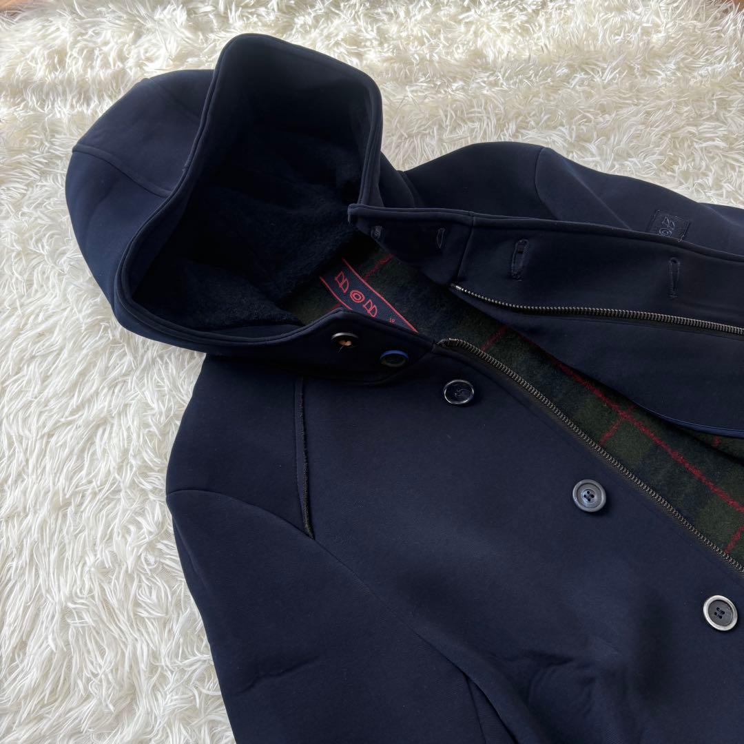 【美品】BOB ボンディング 大きいサイズ フーデットコート チェック ロング