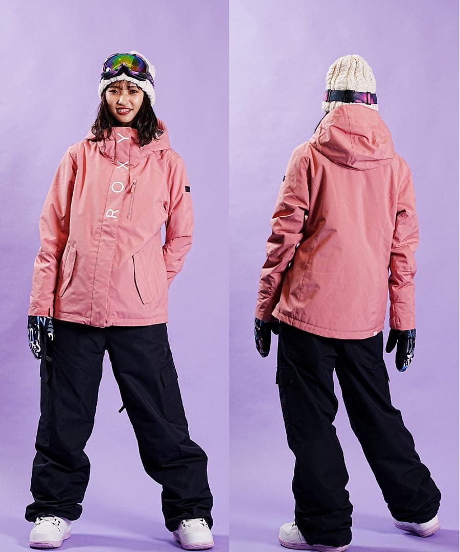 ROXY スノーボードウェア レディース 上下セット（上:ピンク/下:黒）