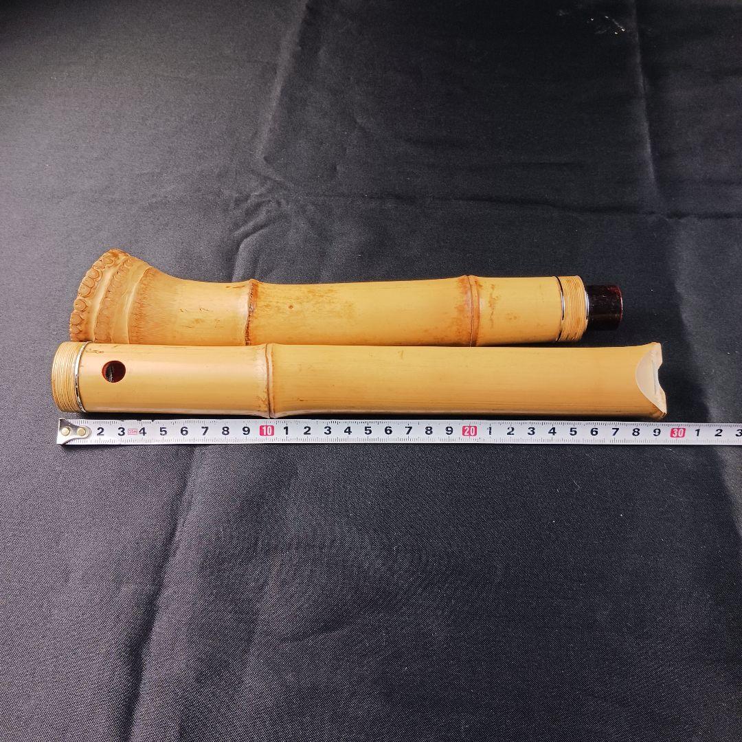 Y3110-6 琴古流 尺八 竹堂製 銀三線 全長55㎝ 竹製