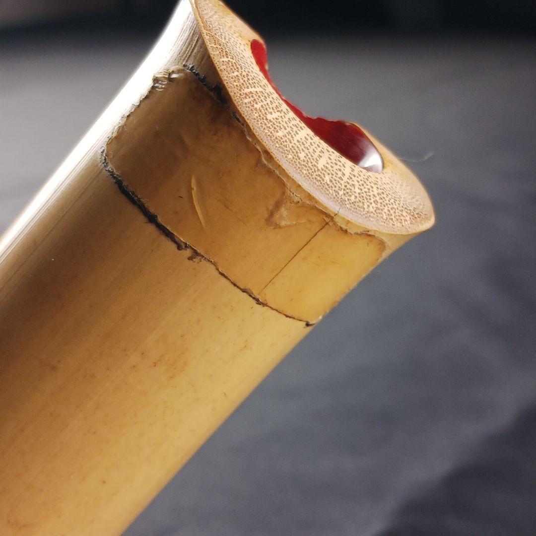 Y3110-6 琴古流 尺八 竹堂製 銀三線 全長55㎝ 竹製