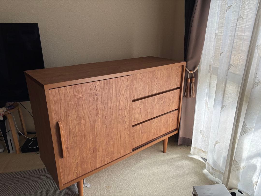 ブラウン木製キャビネット 中型 3引き出し