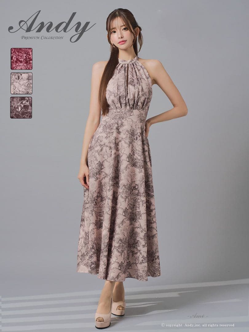 Andy フローラルプリント マキシドレス