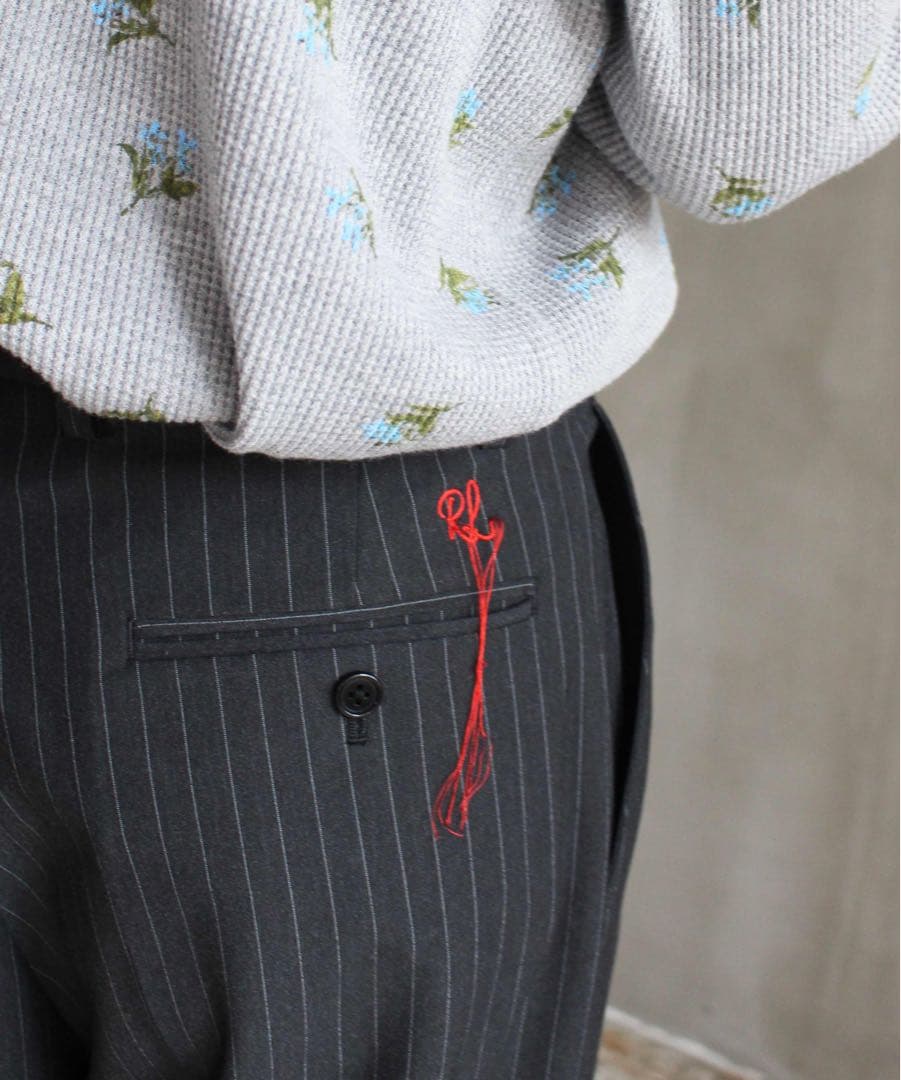 パンツ rroomm RL SEMIWIDE TUCK SLACKS PINSTRIPE