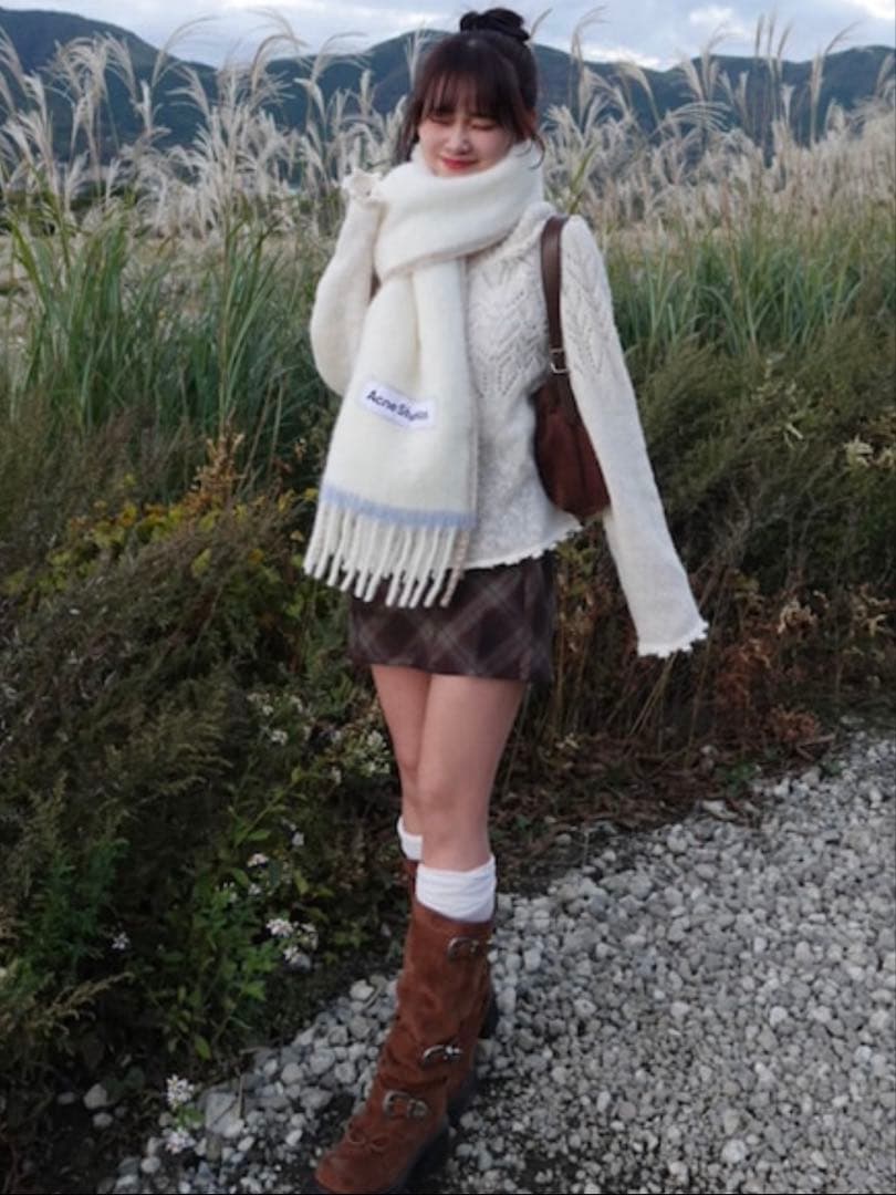 idem ブラウン スエード ロングブーツ 厚底