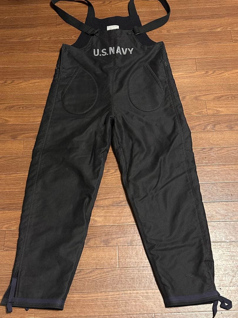 U.S.NAVY オーバーオールSMALLリアルマッコイ　デッキパンツ　パチポケ