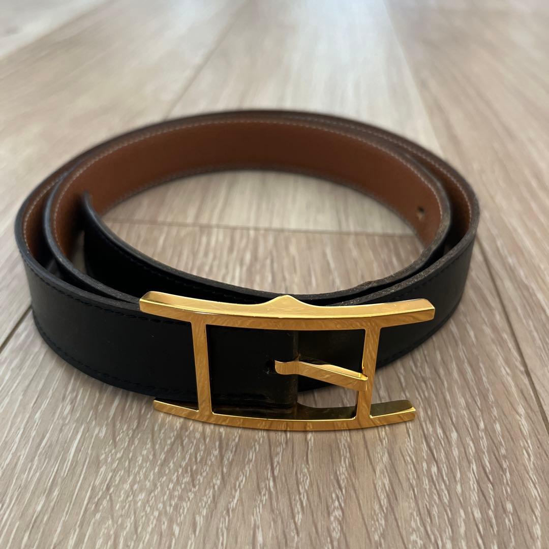 【U】HERMES ブラックレザーベルト