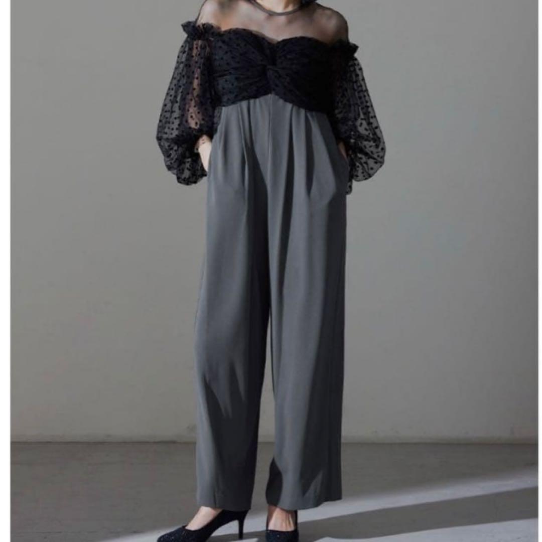 ANDRESDフロッキードットパンツドレス