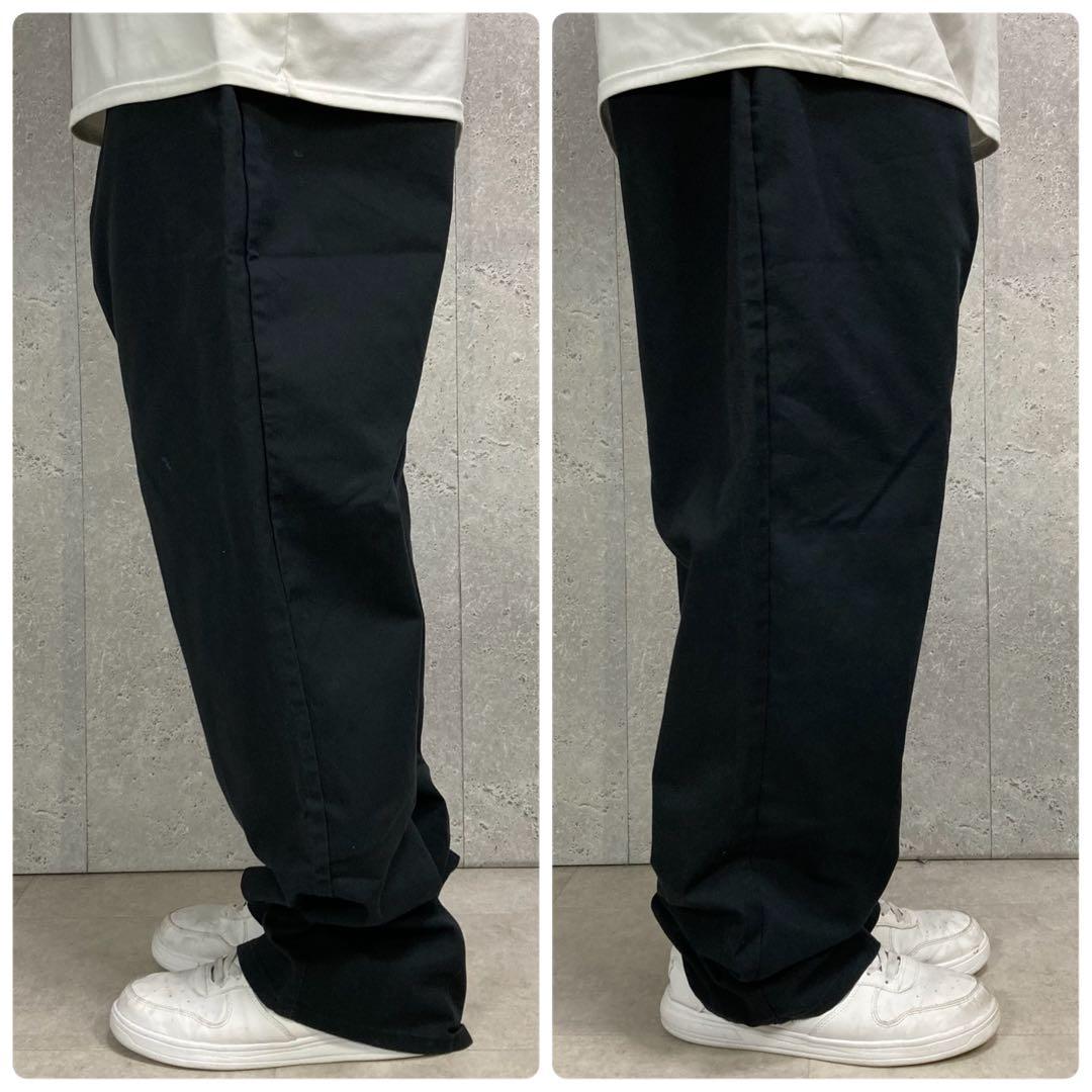 ３枚ディッキーズ　ブラックチノパン　ビックサイズパンツ　古着W46 L32