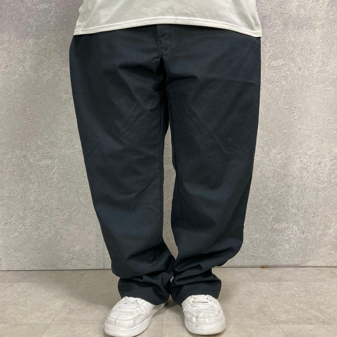 ３枚ディッキーズ　ブラックチノパン　ビックサイズパンツ　古着W46 L32