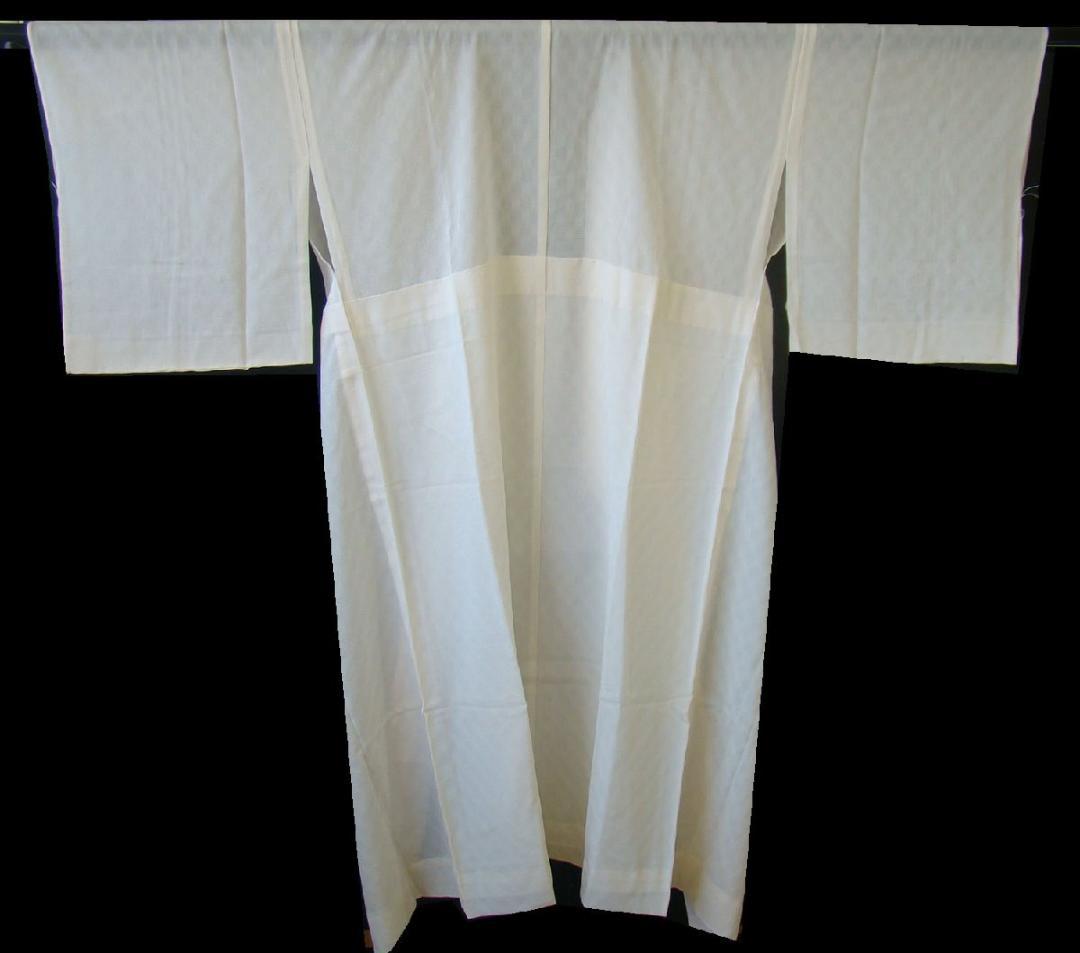 紋紗 白地 長襦袢 正絹 居敷当て付 未使用157cm ～163cm Js699