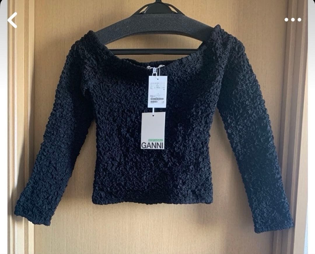 GANNI 2023AW ブラック スモックブラウス