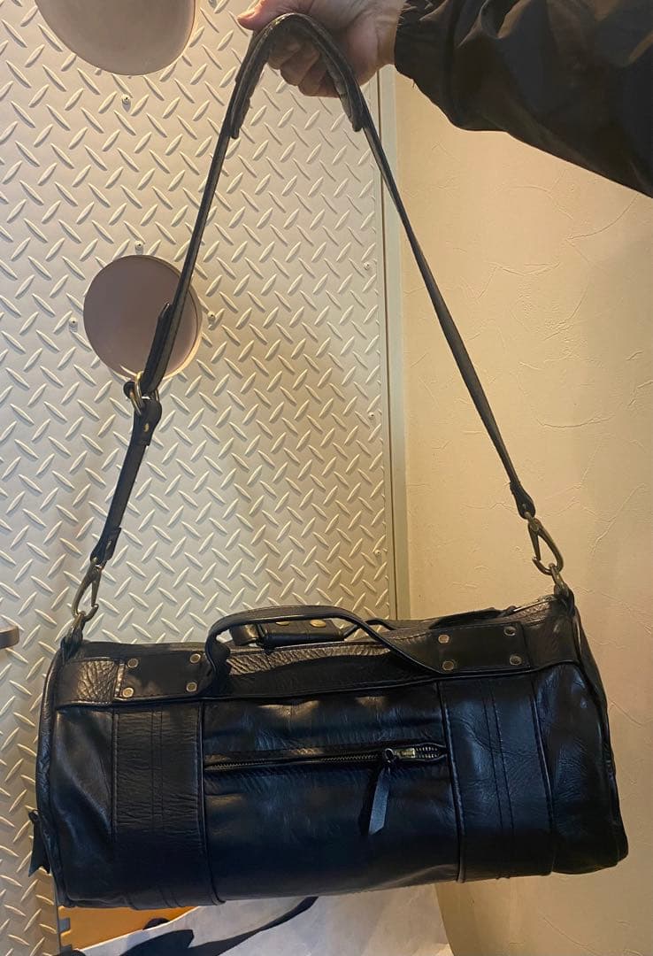 Langlitz Leathers ブラックドラムバッグ
