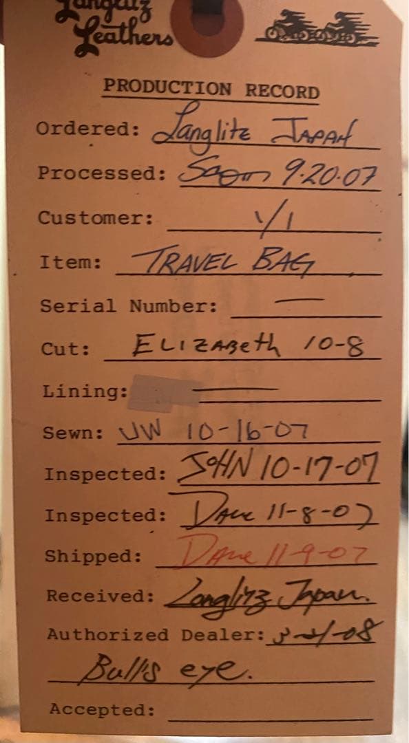 Langlitz Leathers ブラックドラムバッグ