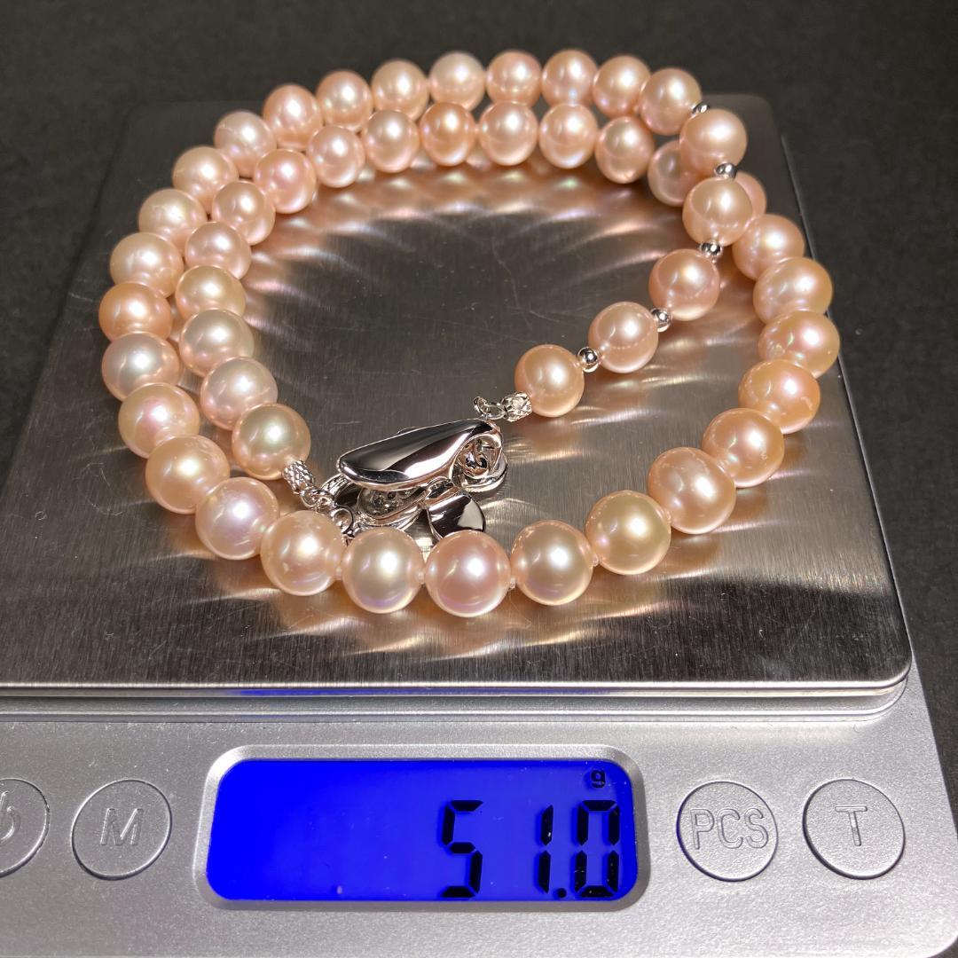 本真珠 パールネックレス 約8.3-9.5mm ピンクジュエリー