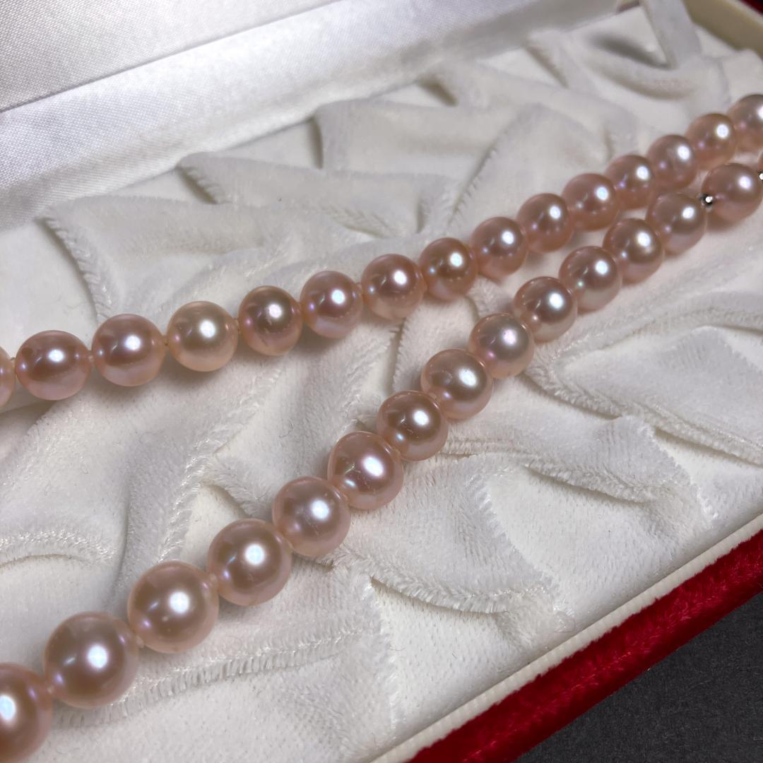 本真珠 パールネックレス 約8.3-9.5mm ピンクジュエリー