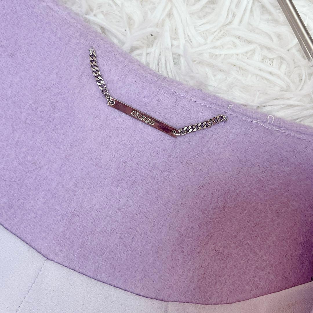 美品 セルフォード バックタック カシミヤ混ノーカラーコート ロング