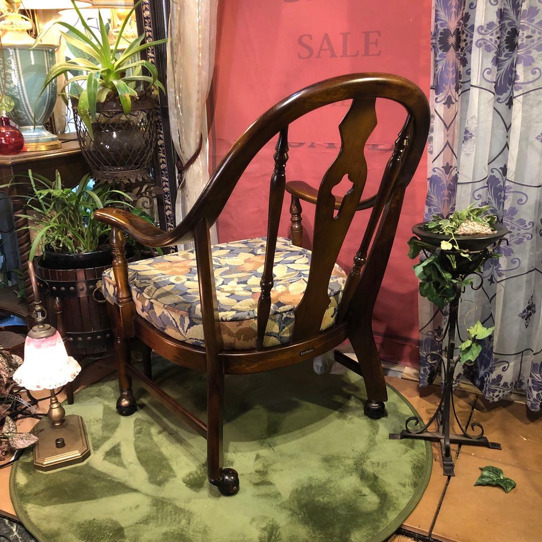 Sale 美品　カリモク　ヴィンテージ　ボールキャスター　 コロニアル チェア