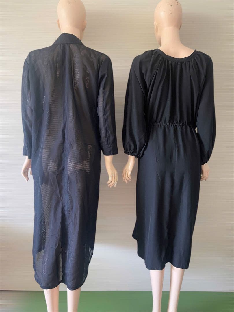 ぎど　ワンピース　Lサイズ　黒の長袖ワンピース（紐でしばる物）