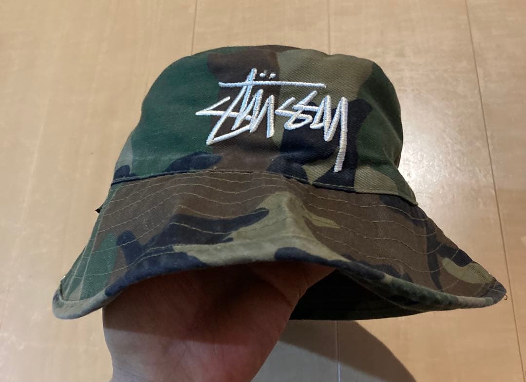 80s Stüssy 迷彩 バケットハット オールドステュシー 黒タグ
