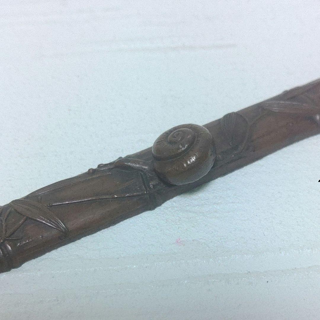 書鎮　紙押さえ　文鎮　蝸牛　カタツムリ　金工　銅製　書道具　ツキ10