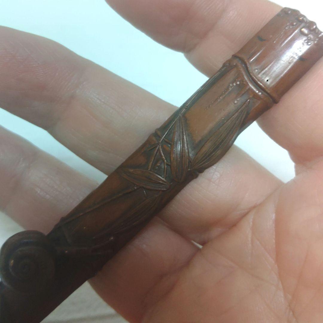 書鎮　紙押さえ　文鎮　蝸牛　カタツムリ　金工　銅製　書道具　ツキ10