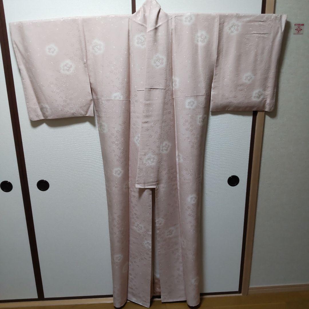 南*天様 ［最終値下げ］袷　正絹　小紋　ピンクベージュ　地模様　桜／桜ボカシ