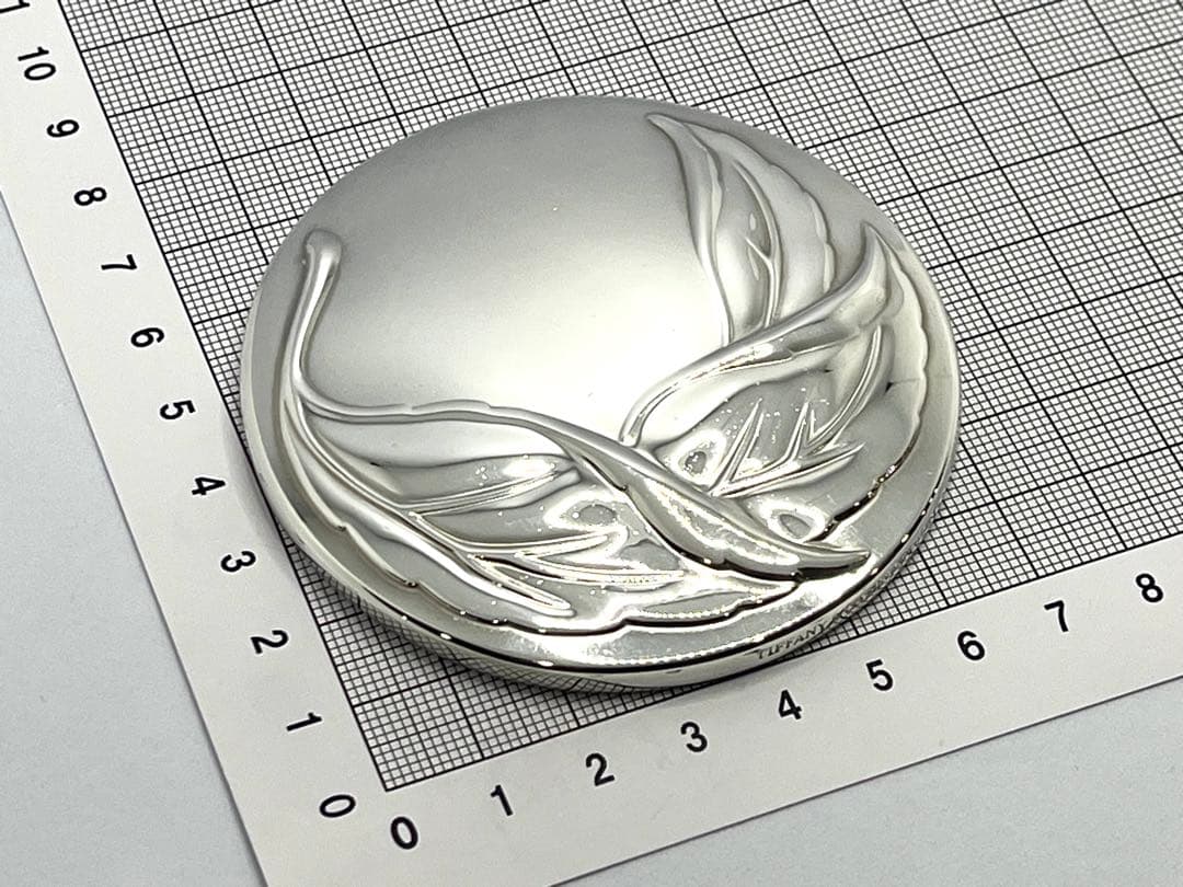 h884 希少　ティファニー　オリーブ　リーフ　コンパクトミラー 手鏡　携帯