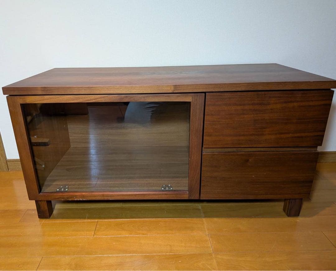 ■送料込■無印 木製 テレビボード AVラック テレビ台 ウォールナット 引出し