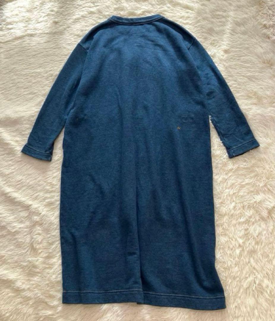 45R 裏毛のドレス ロングワンピース インディゴ スウェット生地