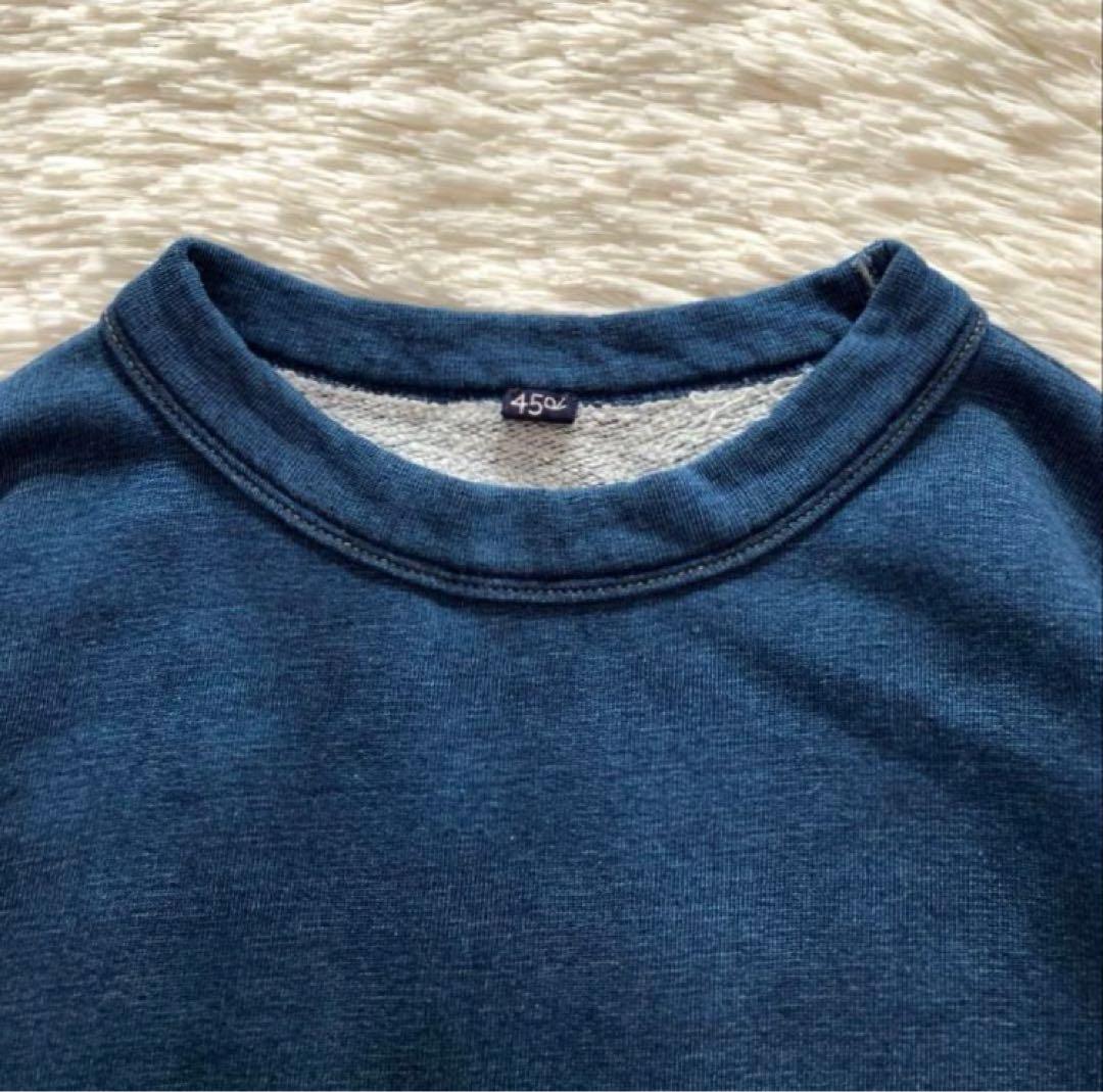 45R 裏毛のドレス ロングワンピース インディゴ スウェット生地