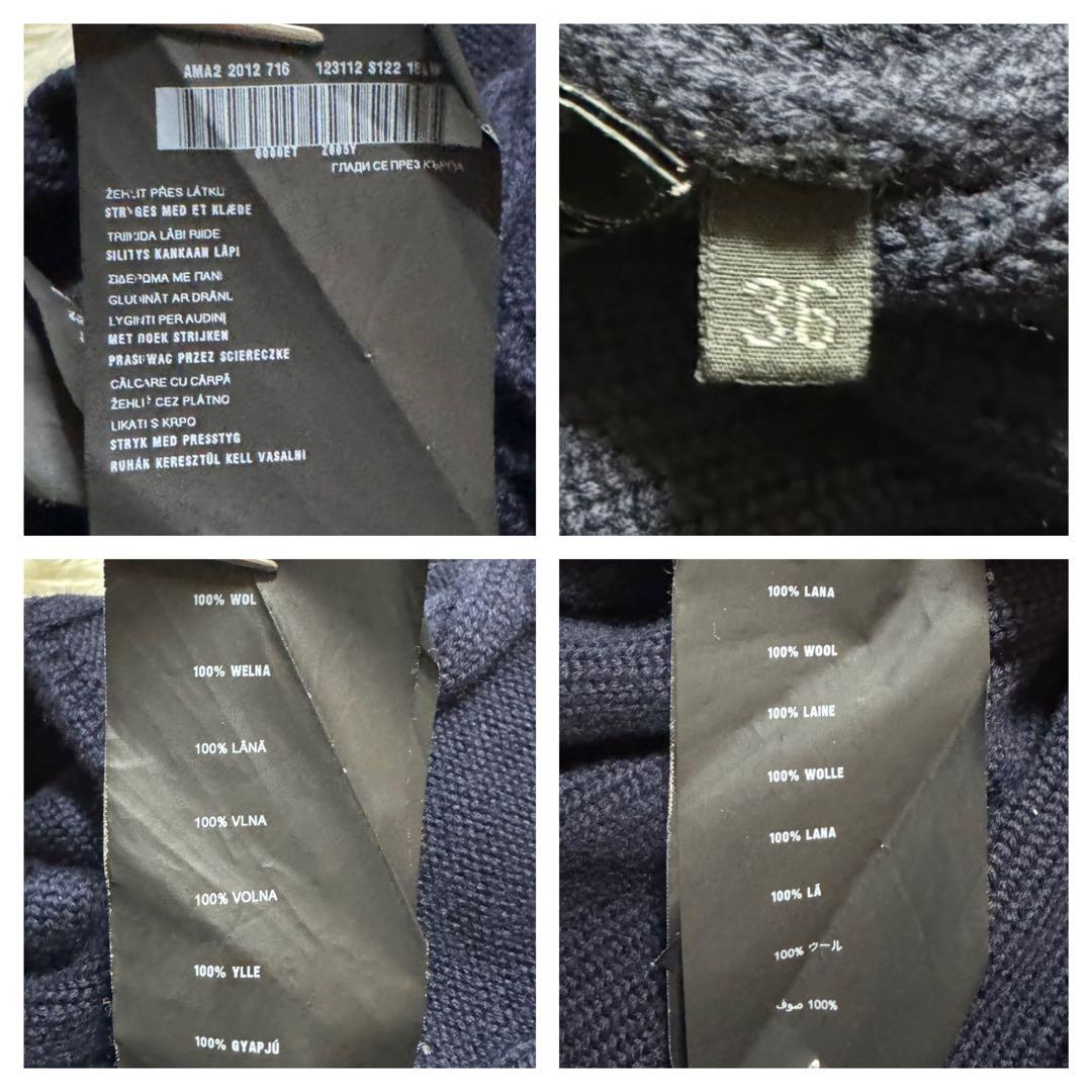 美品 プラダ ケーブルニット ワンピース ドレス 36 PRADA ネイビー