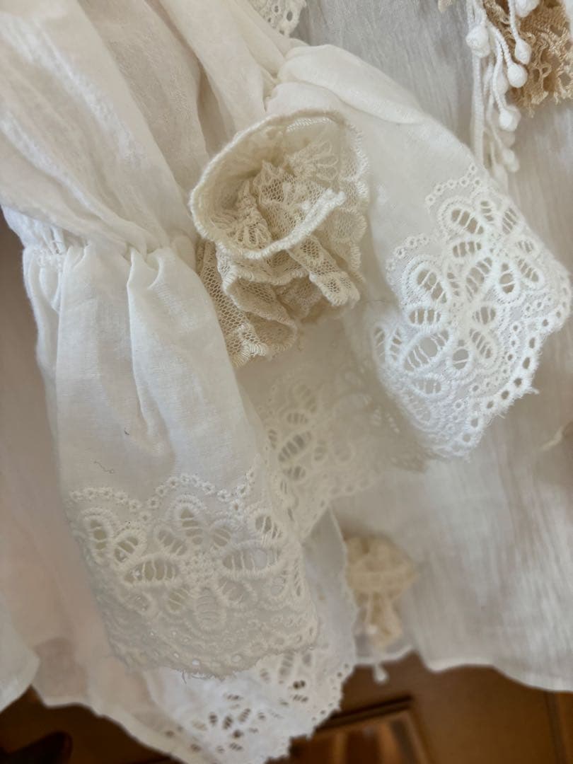 美品✨アンティークレースのブラウス　オートクチュール　コットン100%
