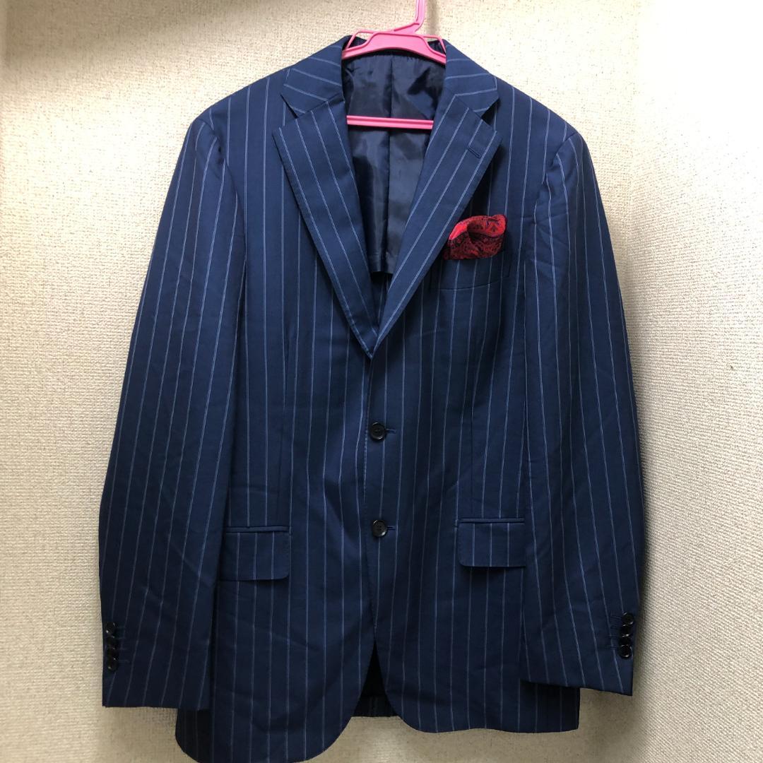 リングジャケット スーツ ブルー ストライプ 日本製 5940