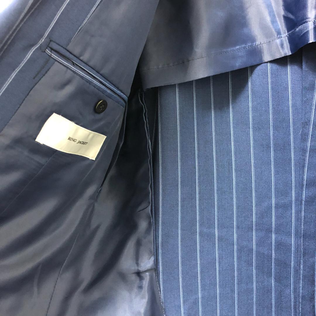 リングジャケット スーツ ブルー ストライプ 日本製 5940