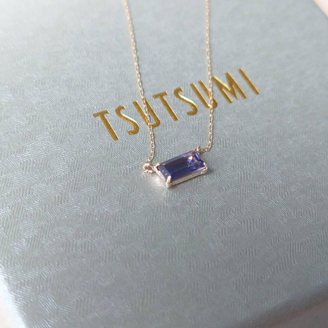 未使用　ツツミ　アイオライト　ネックレス　スクエア　K10