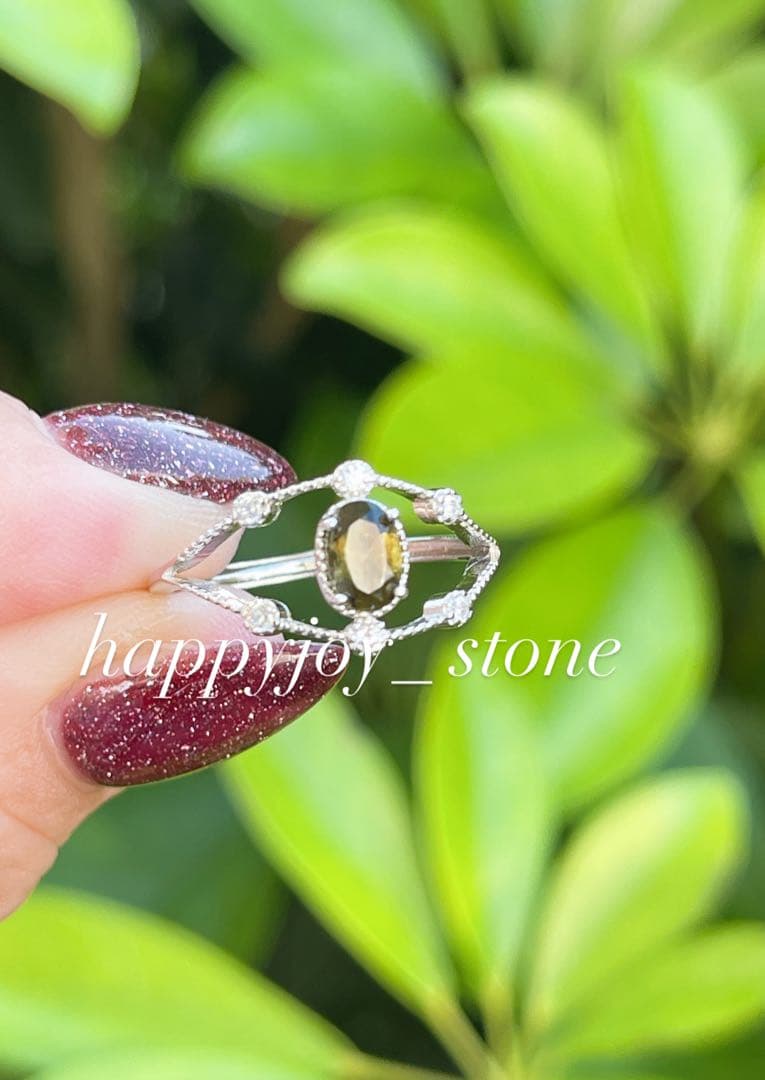 エネルギーの活性化✨☆隕石ガラス　モルダバイト☆S925フリーサイズリング