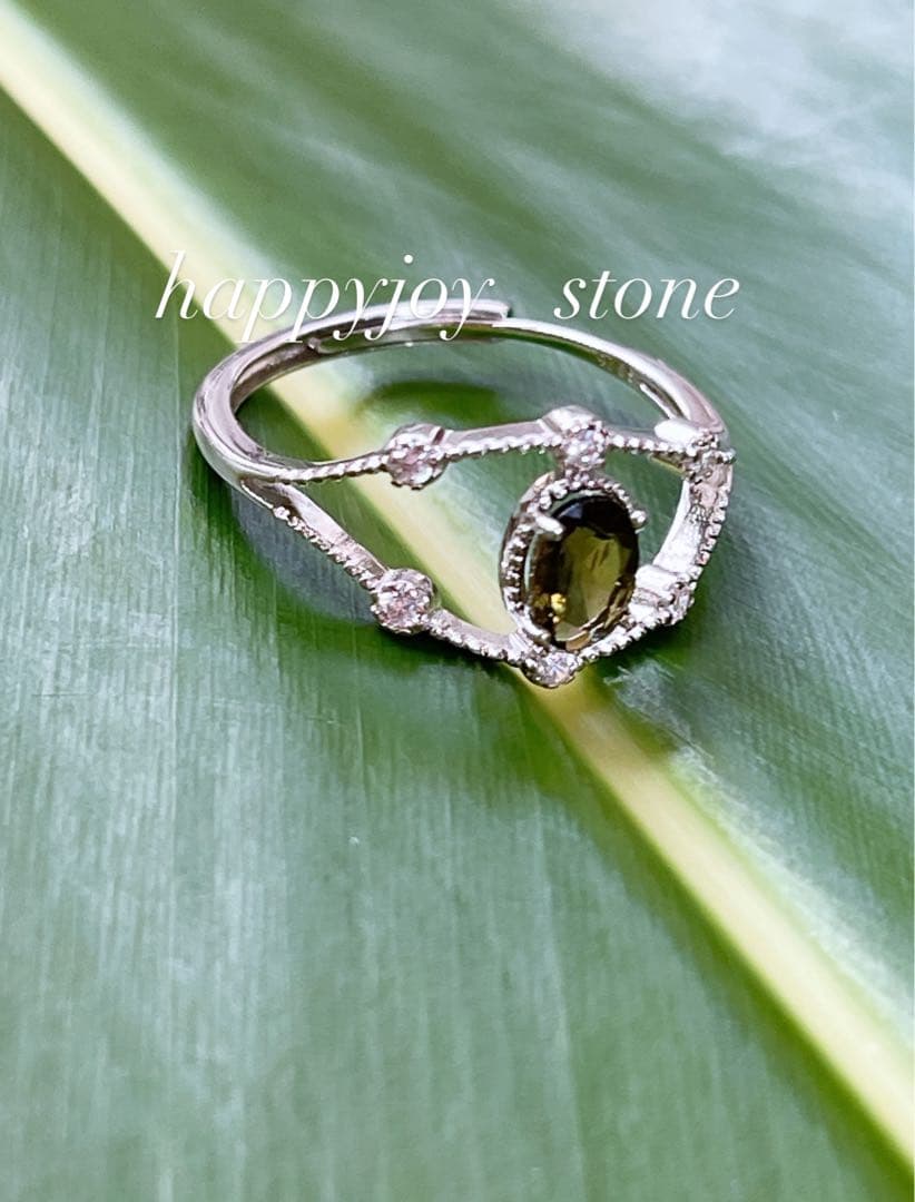 エネルギーの活性化✨☆隕石ガラス　モルダバイト☆S925フリーサイズリング